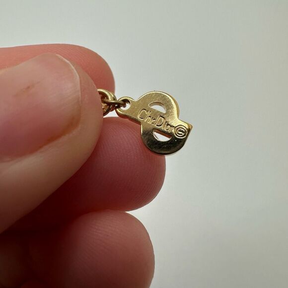 Dior Vintage Necklace Gold Tone Rhinestone Pendant Authenticated - Picture 8 of 11